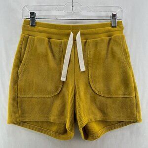 Madewell MWL Textured Waffle Knit Sweatshorts Women S Drawstring Stretch Mustard